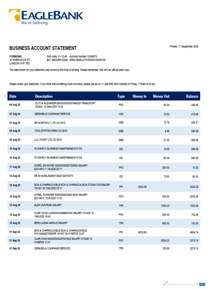 Download Eagle company checking account statement Word and PDF template (1) Photoshop template